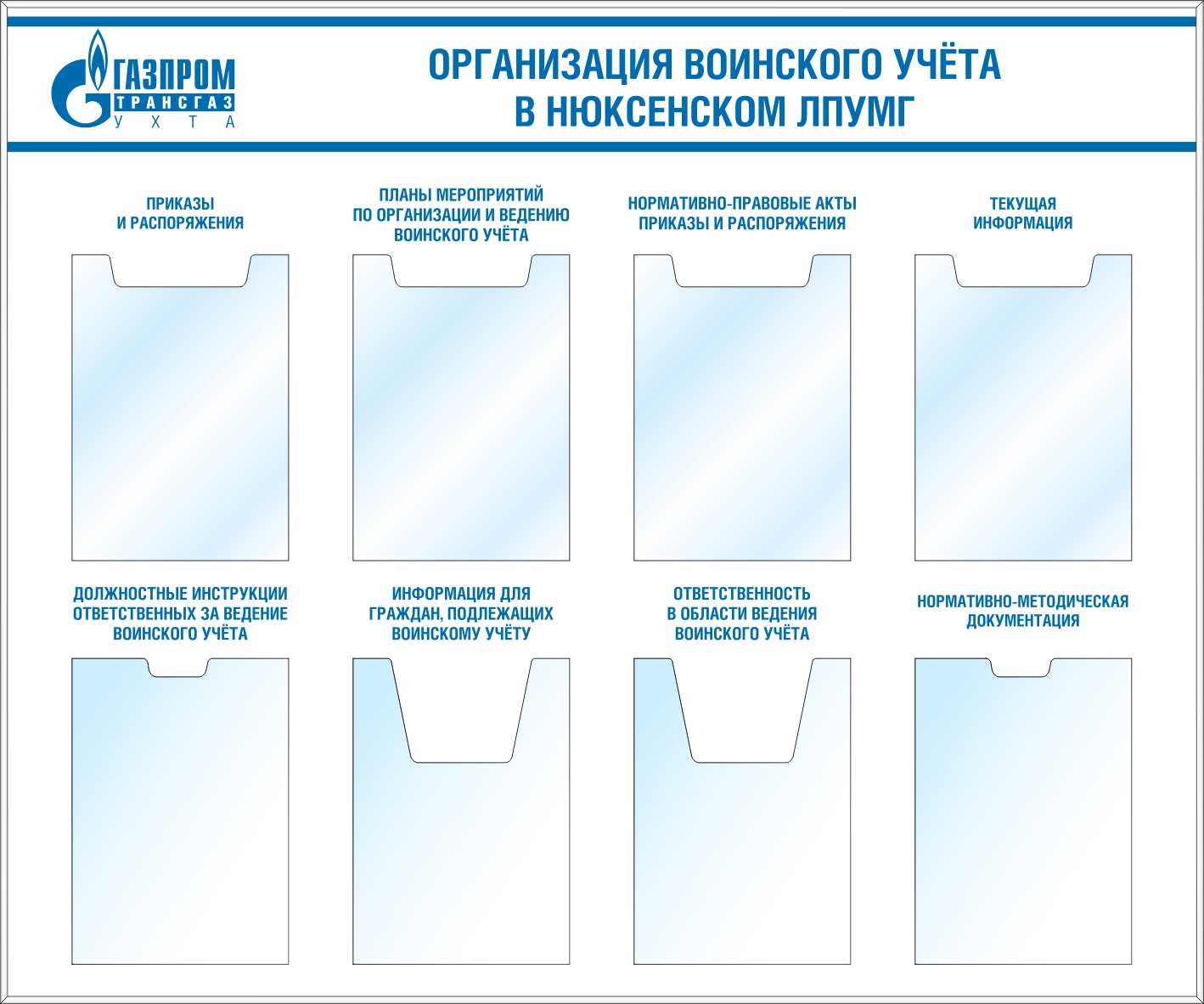 Уголок по воинскому учету в организации образец